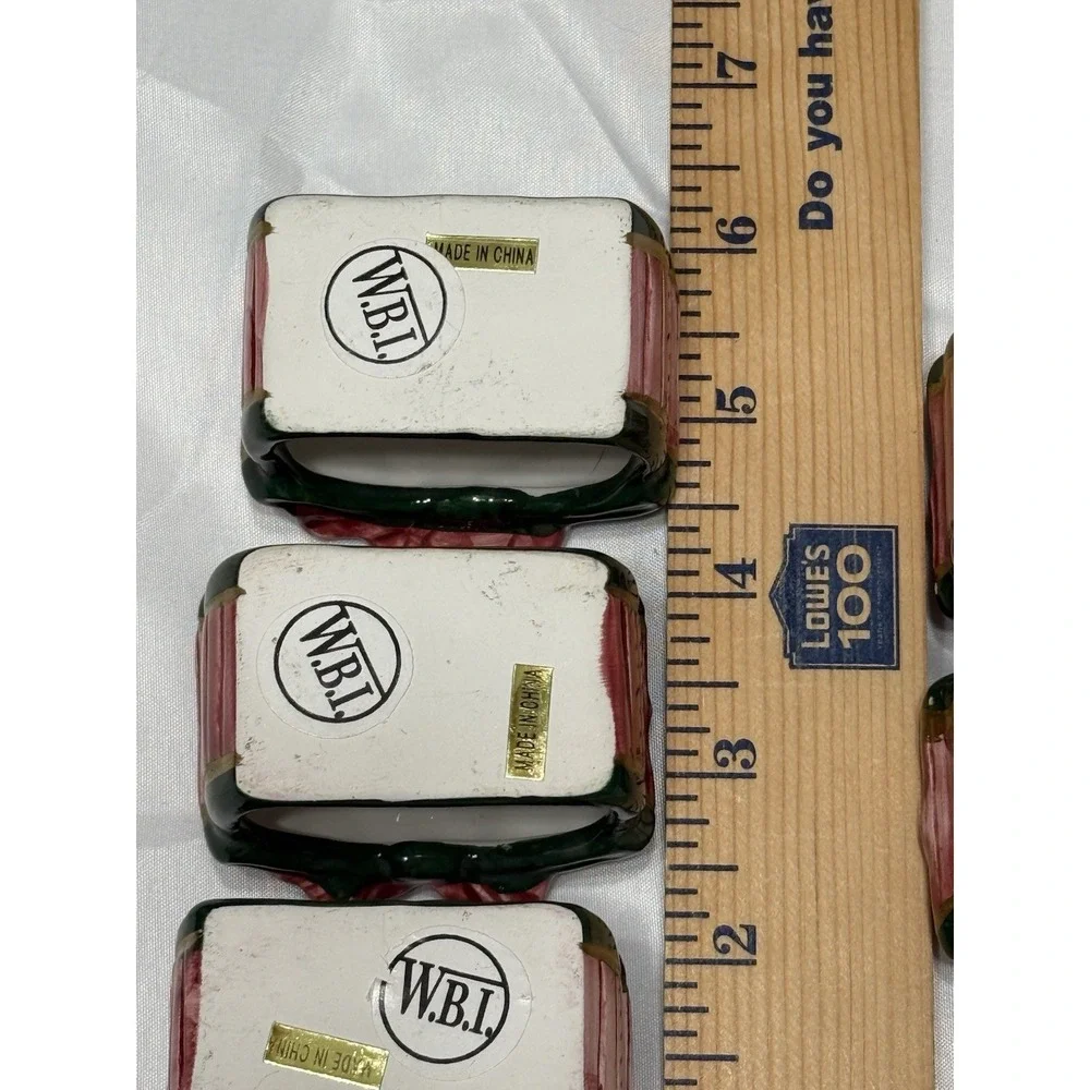 vintage holiday christmas poinsettia napkin ring‎ set of 5